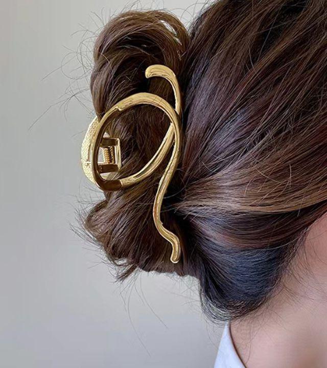 [1+1할인/당일출고] 메탈 웨이브 집게핀 올림머리 긴머리 반묶음 고급 헤어핀 빅사이즈 집게핀 세트 심플 베이직 숱많은 데일리핀