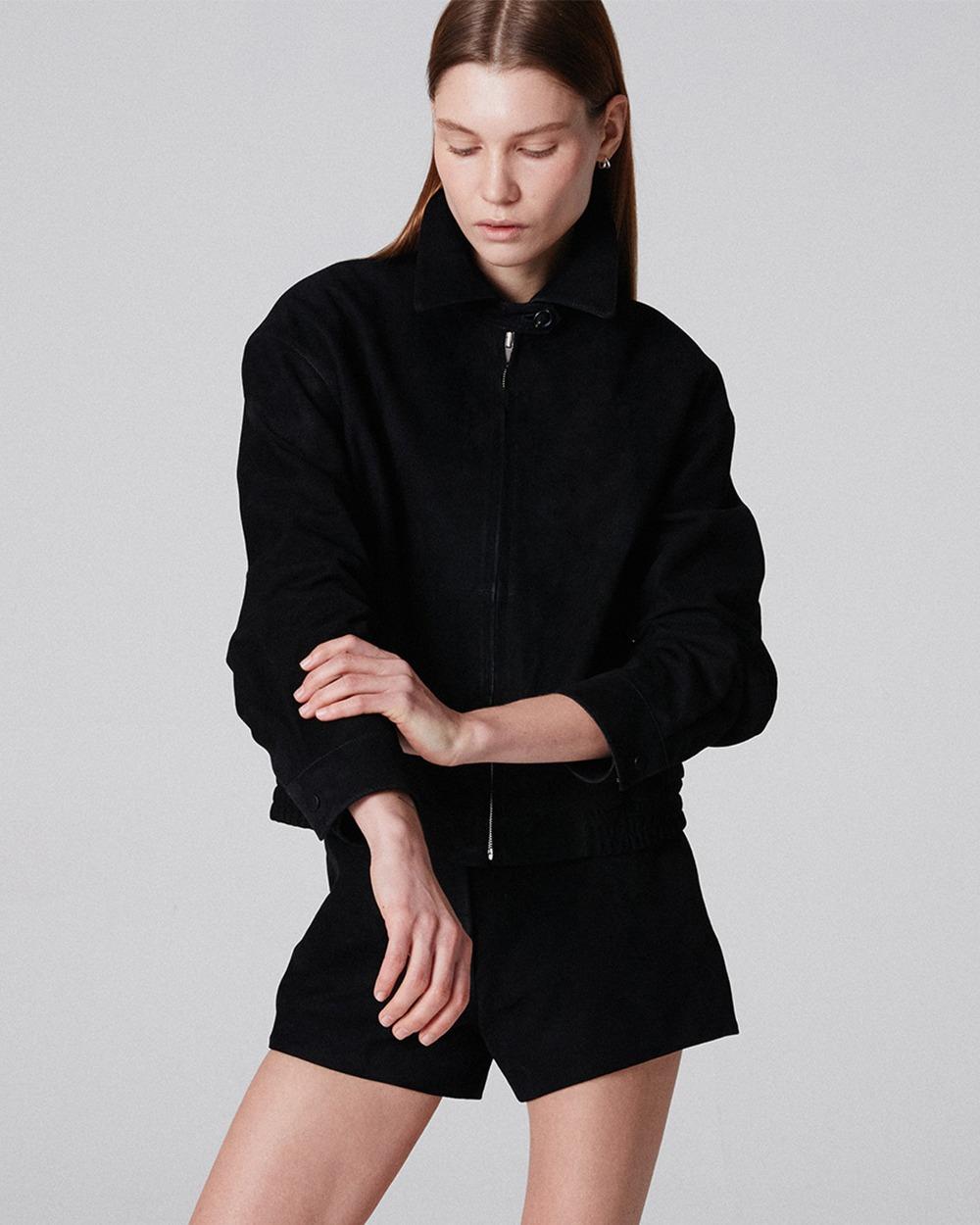 [6차물량재입고] Italian suede Zip-up collar blouson JK_Black