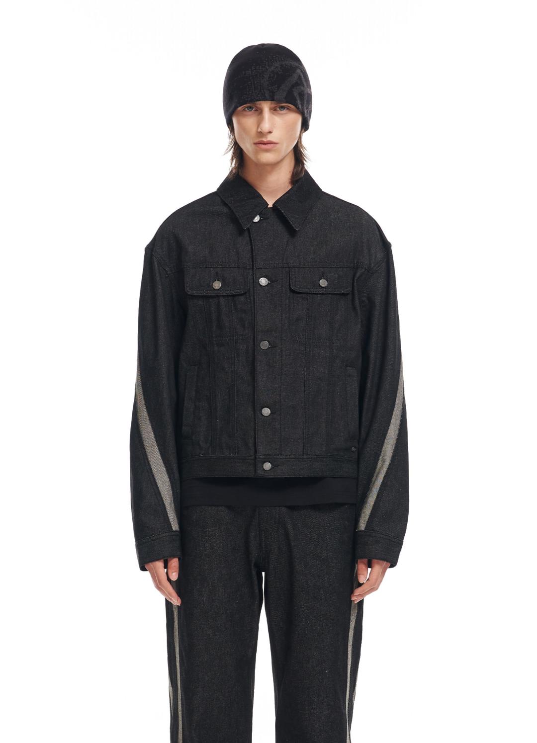 WAVE CURL LINE DENIM JACKET BLACK