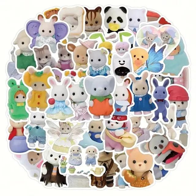 [60장세트/당일/희귀/최저가] 실바니안 인형 동물친구들 스티커 60ps 다꾸 폰꾸 노트북 꾸미기 DIY 다이어리 동물스티커 도무송 귀여운스티커 폰꾸템 고양이 푸바오 강아지