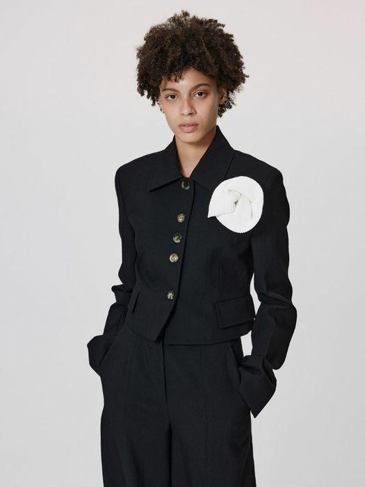 HOPSEL VIRGIN WOOL CROPPED JACKET (BLACK)