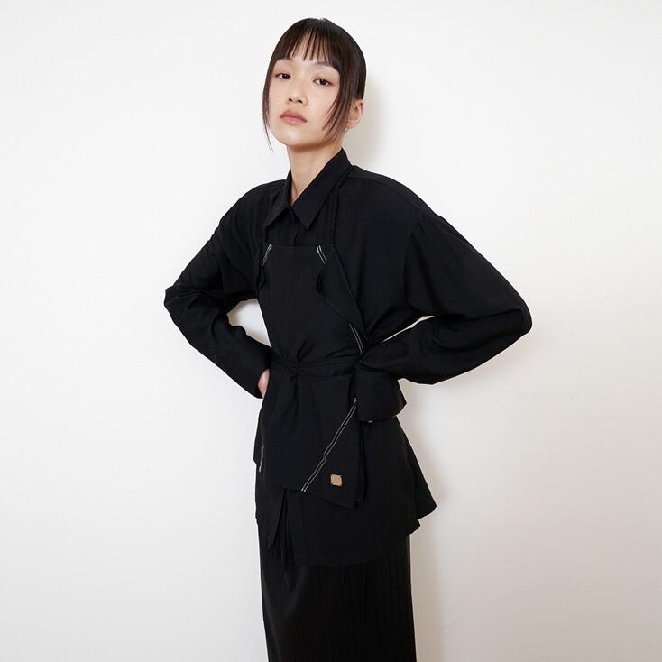 APRON LAYERED SHIRTS, black