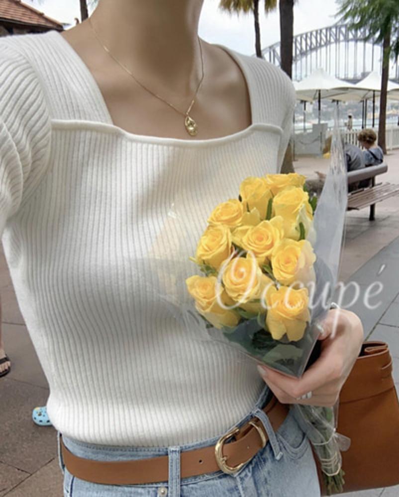 [원가이하/당일]아잉 스킬 니트 골지 스퀘어넥 (5col) areing