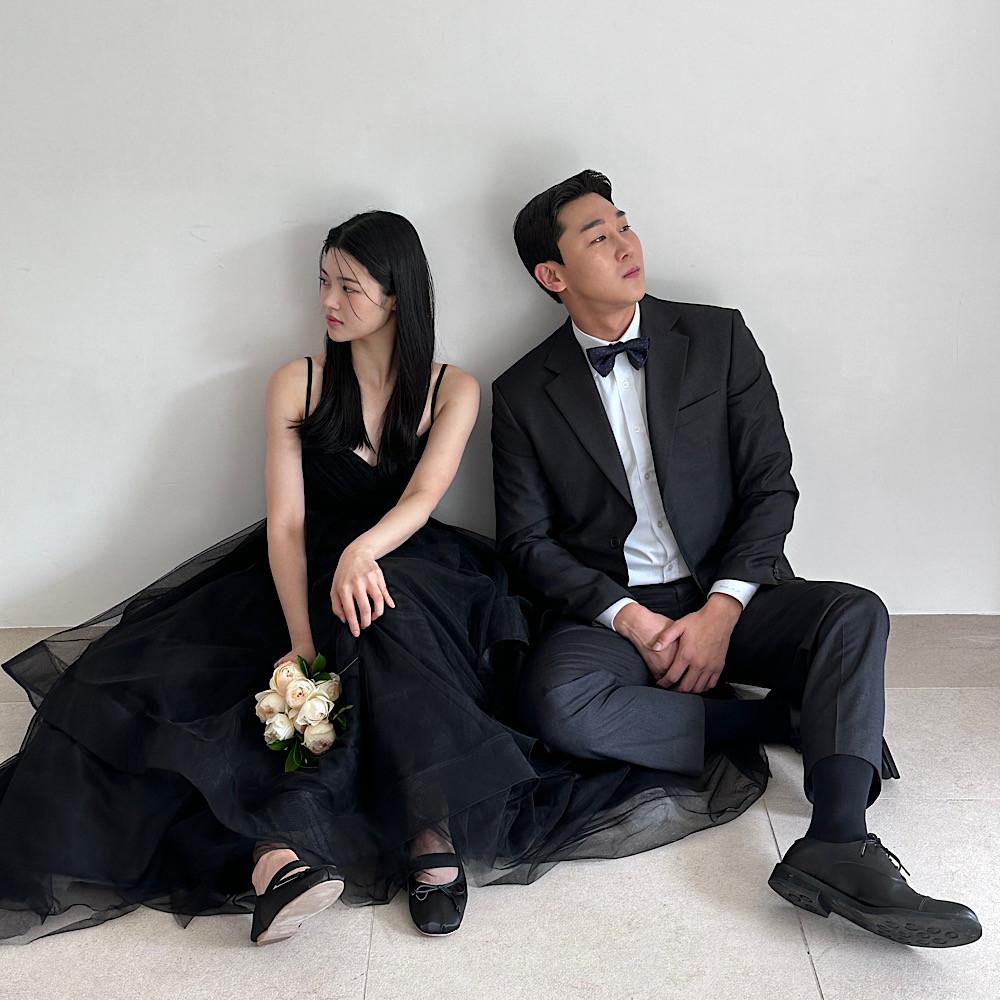 (대여) 블랙 프레첼 튤 캉캉 풍성 웨딩 드레스 스냅촬영 2부 피로연 연주회