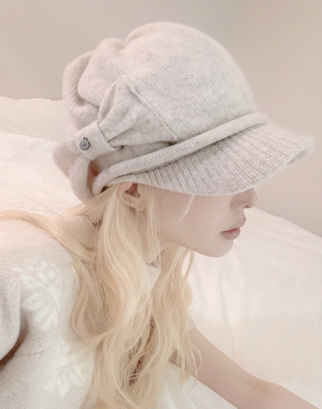 빈티지 울 리본 니트 마도로스 캡 모자 (5COLORS!)