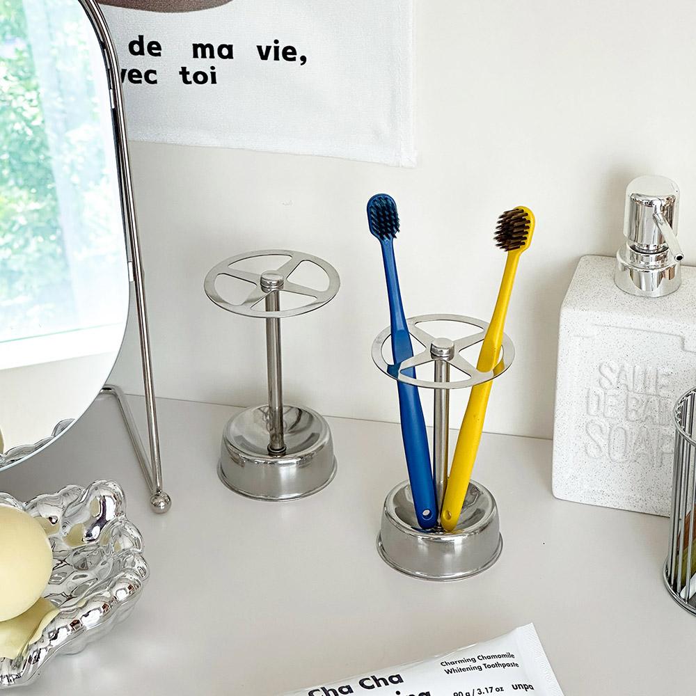 쉐어 스텐 칫솔꽂이 브러쉬홀더 스틸오브제 여행용 칫솔 2P 증정