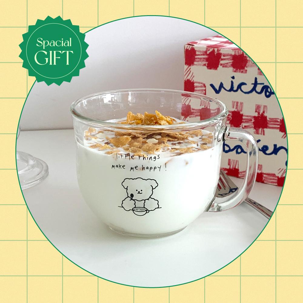 해피몰리 시리얼컵 홈카페 요거트 대용량 유리컵