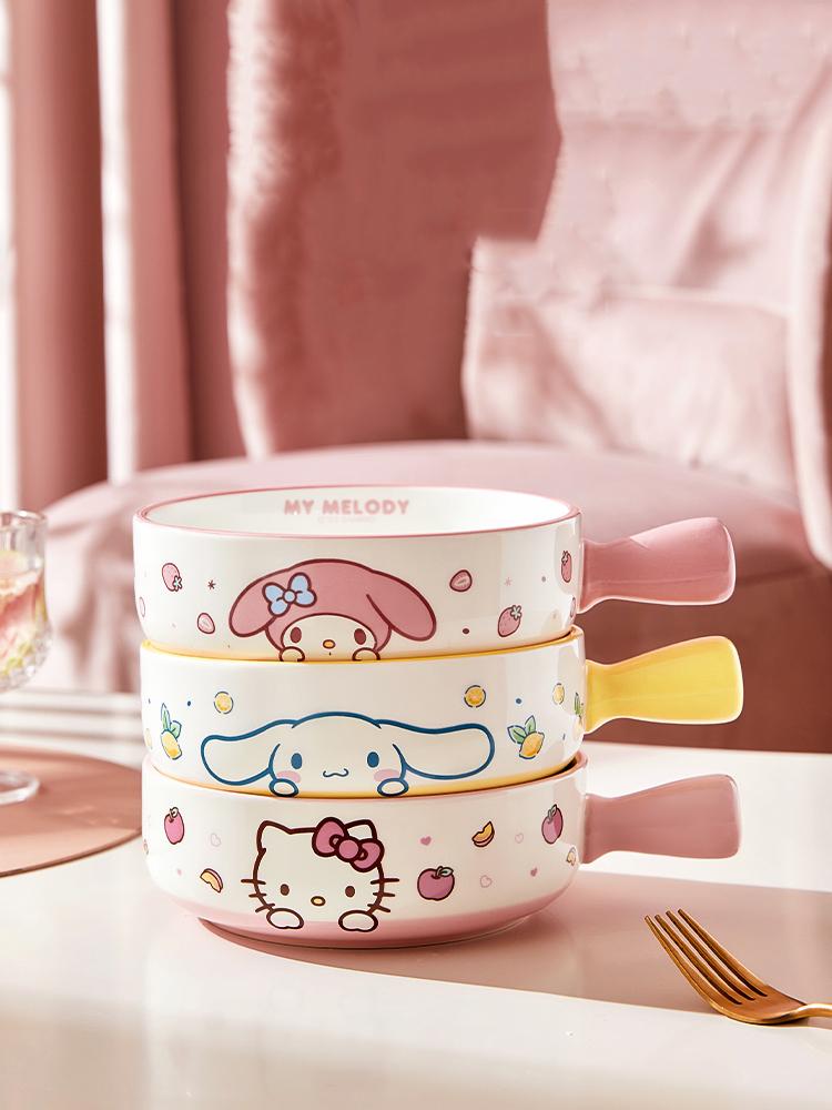 시나모롤 헬로키티 도자기 핸들 손잡이 그릇 대접 앞접시