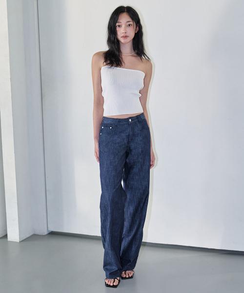 [W][썸머 린넨라이크]Signature Low Rise Wide Jeans DCWPT004CPIndigo
