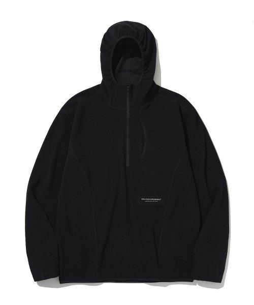 SQUARE FLEECE HOOD PULLOVER_BLACK_WLT025