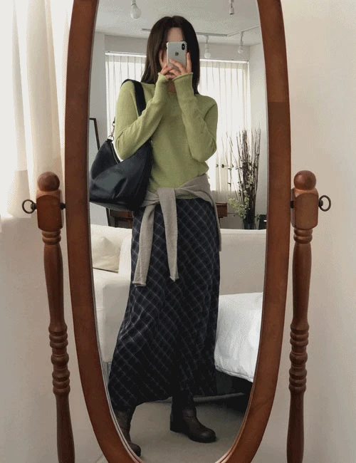 미르 체크 롱스커트