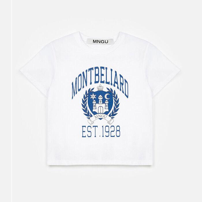 [WOMAN] 크롭티드 크랙-프린트 티셔츠 IN 화이트