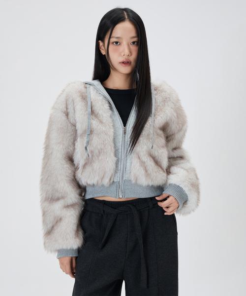 페이크 퍼 후드 집업 자켓_MIWJLG21SS