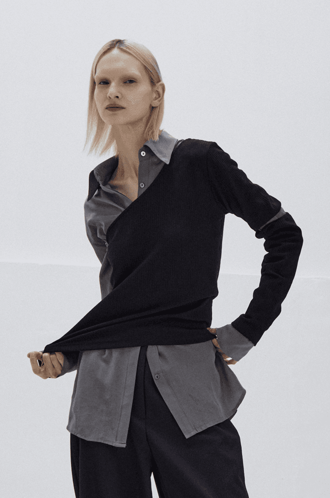 One shoulder top(Black)