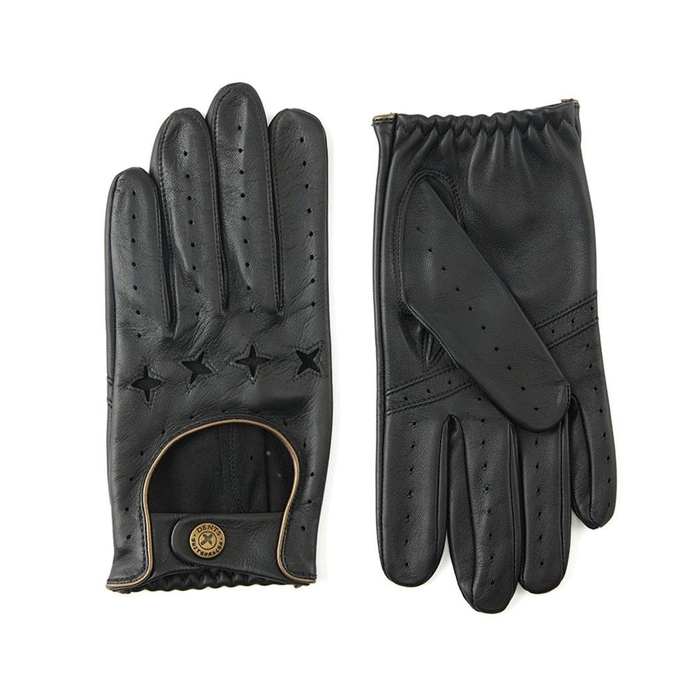 덴츠 레이서 드라이빙 터치스크린 헤어쉽가죽 장갑 - 블랙X골드