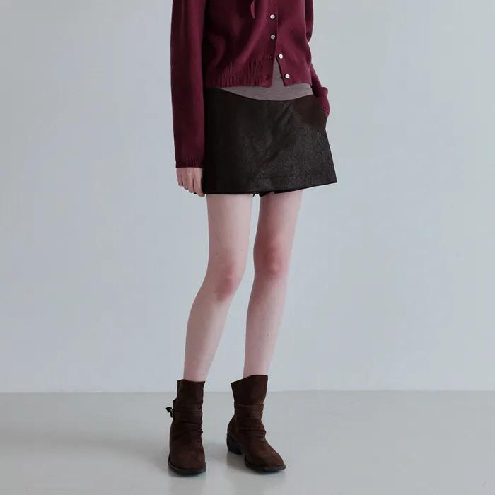 클래식 스웨이드 랩 스커트 팬츠_Subtle Brown