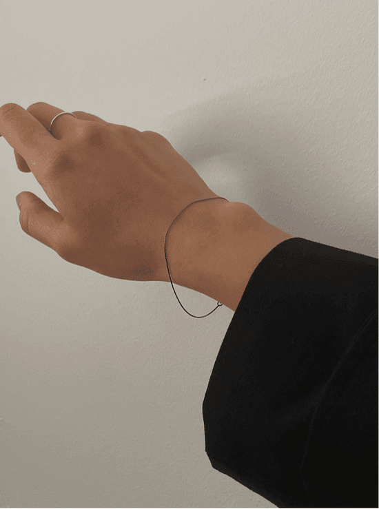 블랙 엔틱 유화 얇은 실 체인 팔찌