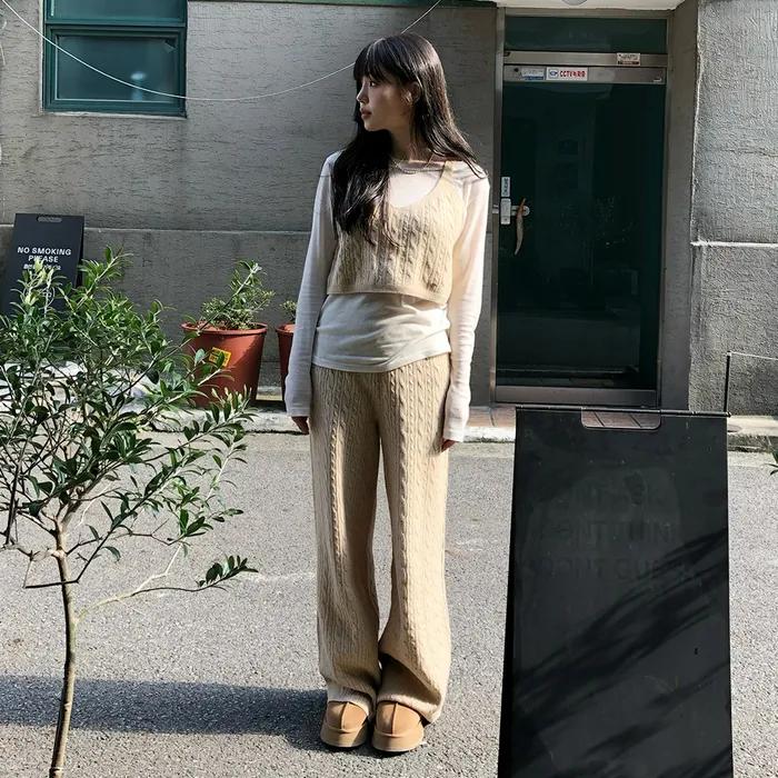 케이블 니트 팬츠 OE5WLA130