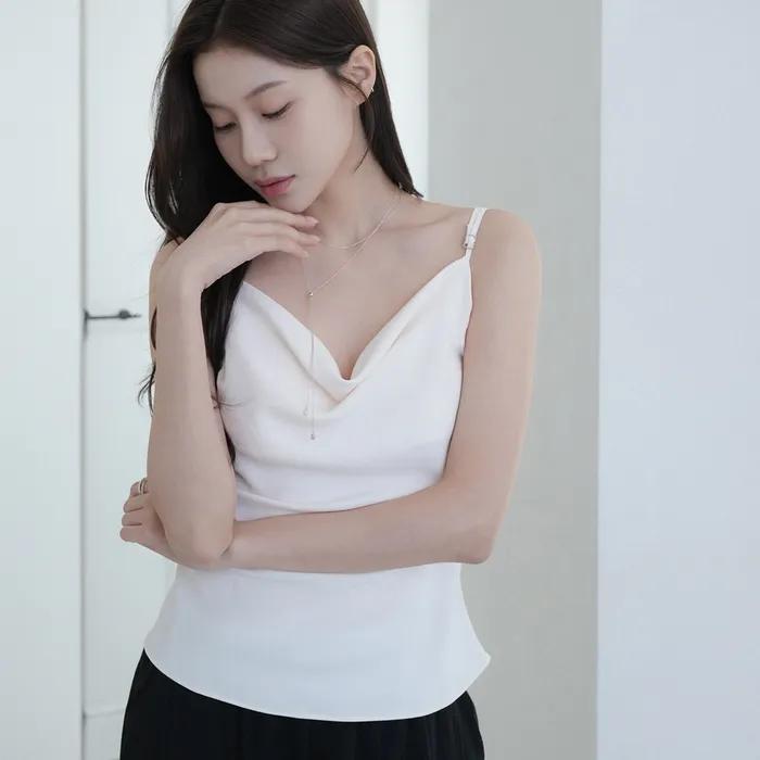 프레인 드레이프 슬리브리스 (아이보리)