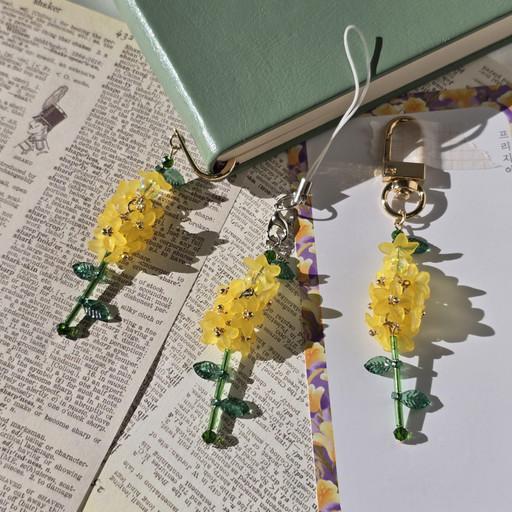 8월 탄생화 🌼프리지아 책갈피🌼 키링폰스트랩