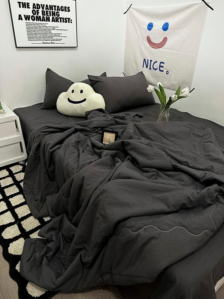 모던 차콜 무지 여름 침구 세트 4피스