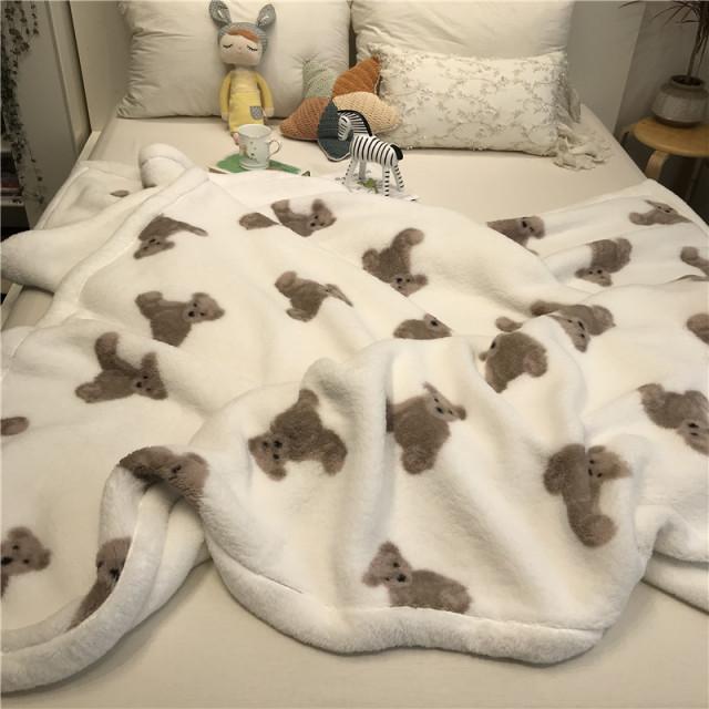 헤이유드 귀여운 테디베어 곰돌이이불 담요 차박 캠핑 블랭킷 극세사 뽀글이이불