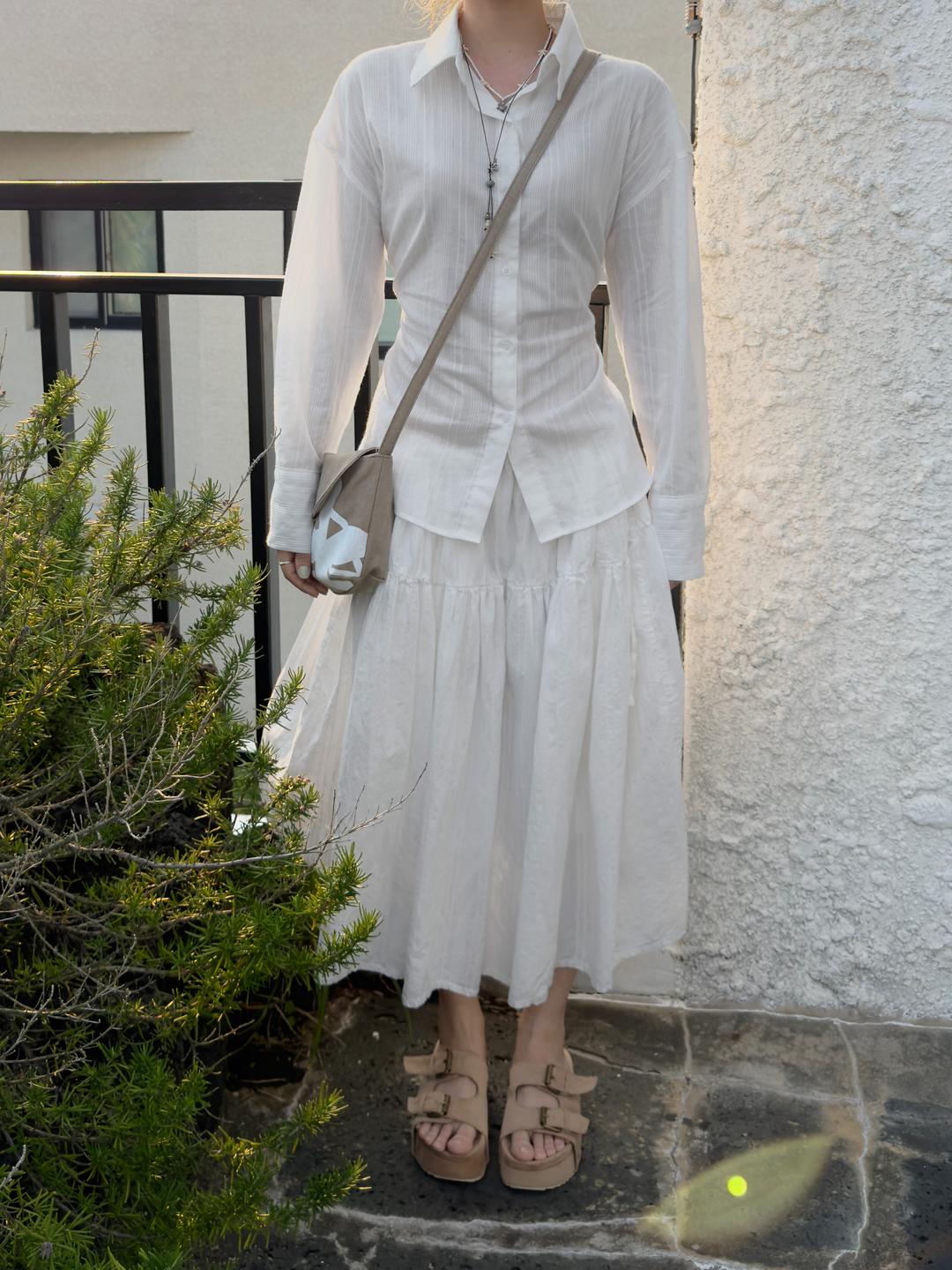 [prts made] 사이드 스트링 롱 스커트 (ivory)