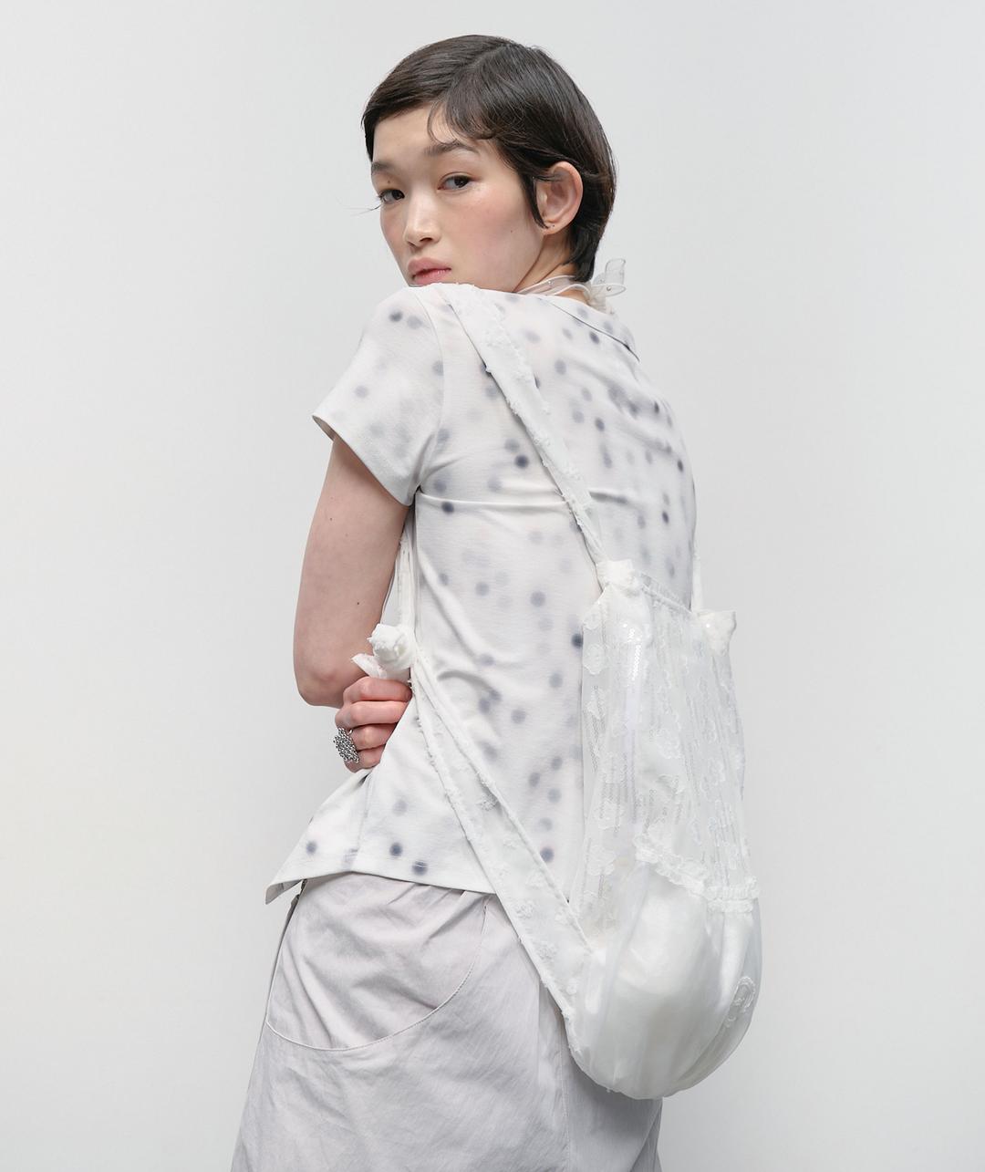 Pailletted Knotted 2-Way Bag [White]