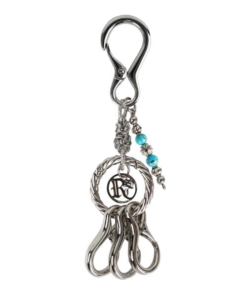 SHORT BEADS CHAIN CARABINER KEYRING - TURQUOISE