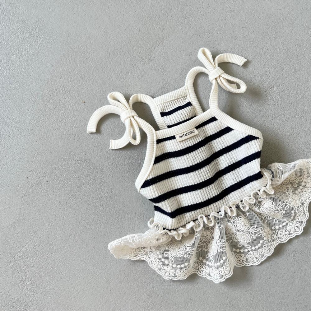 스트라이프 크롭탑 (레이스)