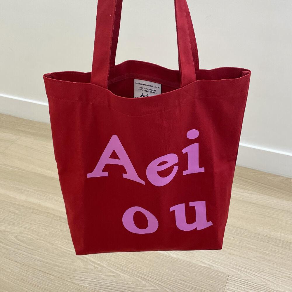 Aeiou Logo Bag (Cotton 100%) Tomato Pink