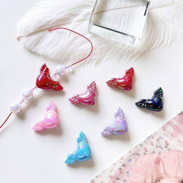 [1개]관통형 30mm 오로라 컬러 하트 날개 6종 3-939-2 비즈공예 악세사리만들기