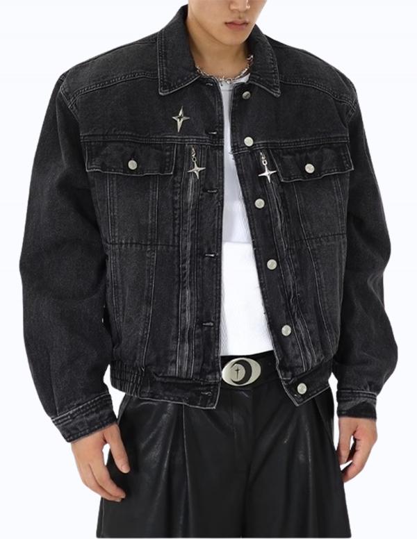 심볼 포인트 블랙 데님 자켓