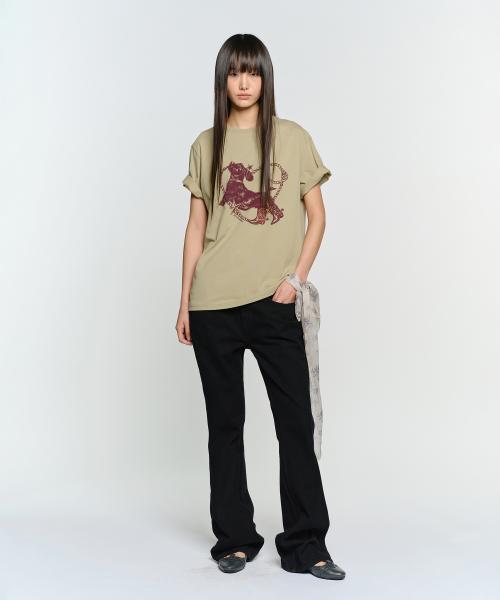 HEART DOG OVERFIT T-SHIRT, KHAKI