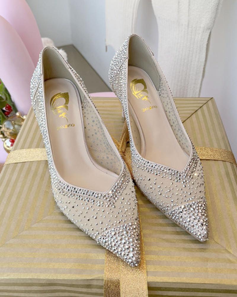 펄 앞코 포인트 새틴 수제화 하이힐