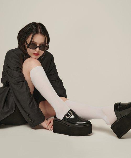 Platform Glossy Backless Loafer 70mm