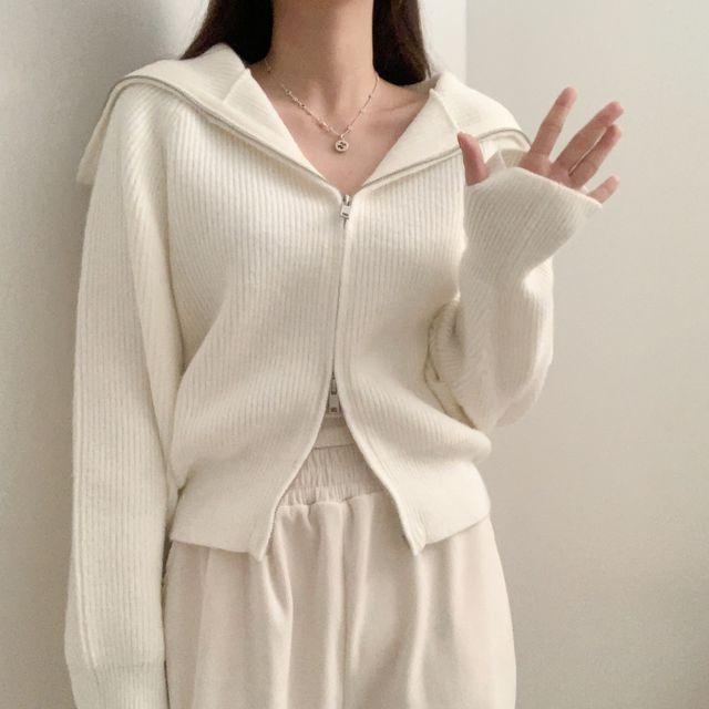 [도톰️/2way] 워머 니트 집업 하이넥 카라넥 -4col