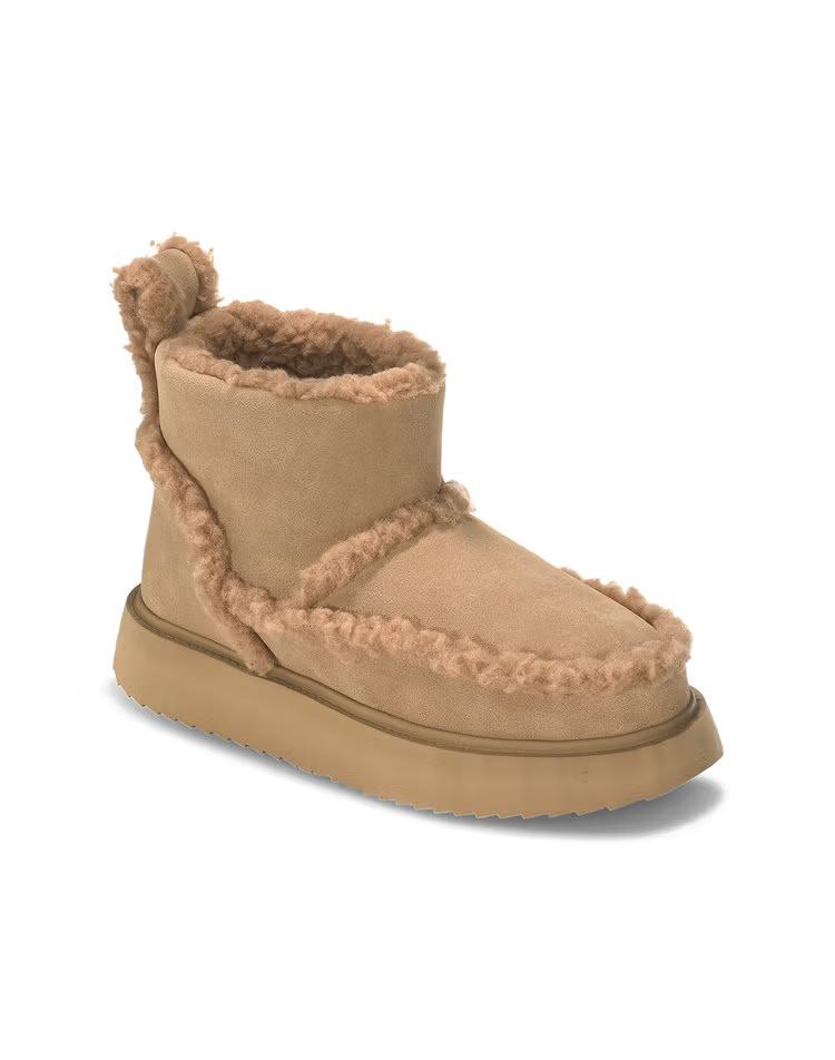 [사이즈업추천][INUIKII] 여성 베이지 시어링 마이크로 부츠(3cm)