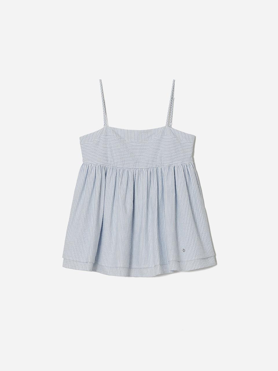 Sleeveless Peplum Top Blue Stripe