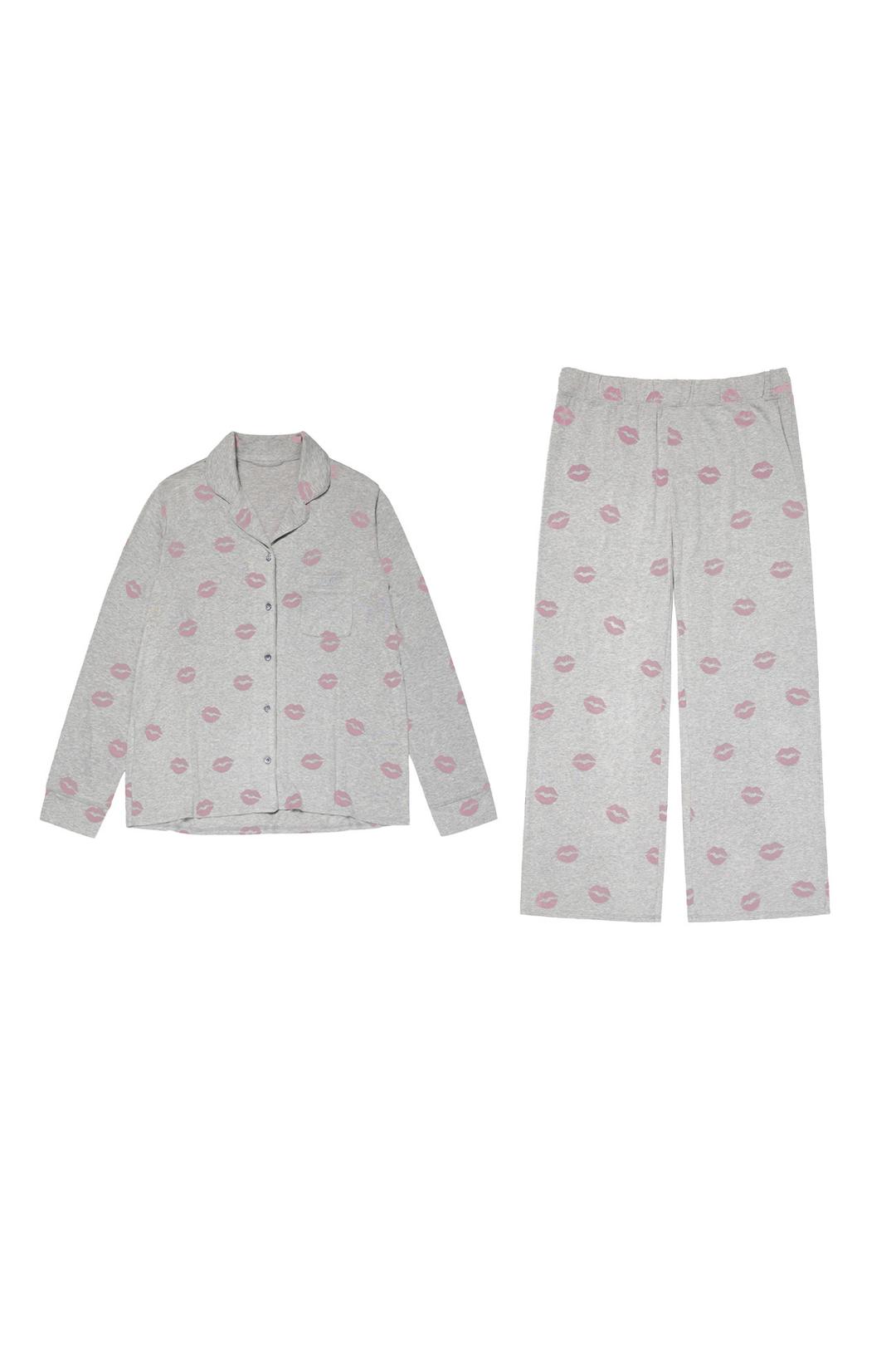 LIPS PAJAMAS SET IN MELANGE GREY