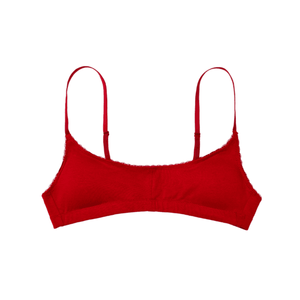 Scoop Neck Lace Bralette(Red)