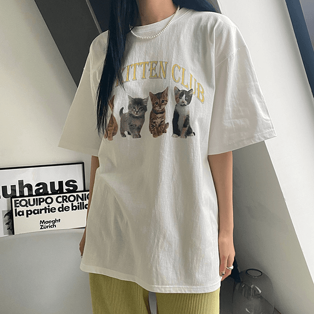 [추천] 키튼 프린팅 반팔 티셔츠 (3c)