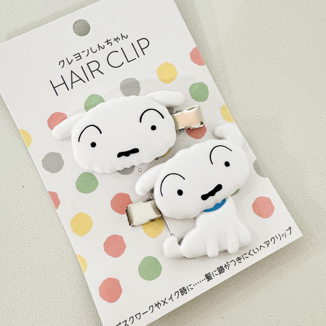 일본 짱구는못말려 흰둥이 머리핀 헤어핀 2P - 귀여운 캐릭터 앞머리 삔