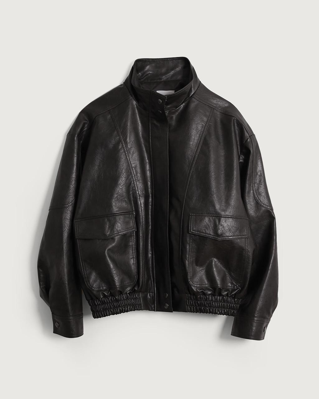 HIGH NECK LEATHER BLOUSON