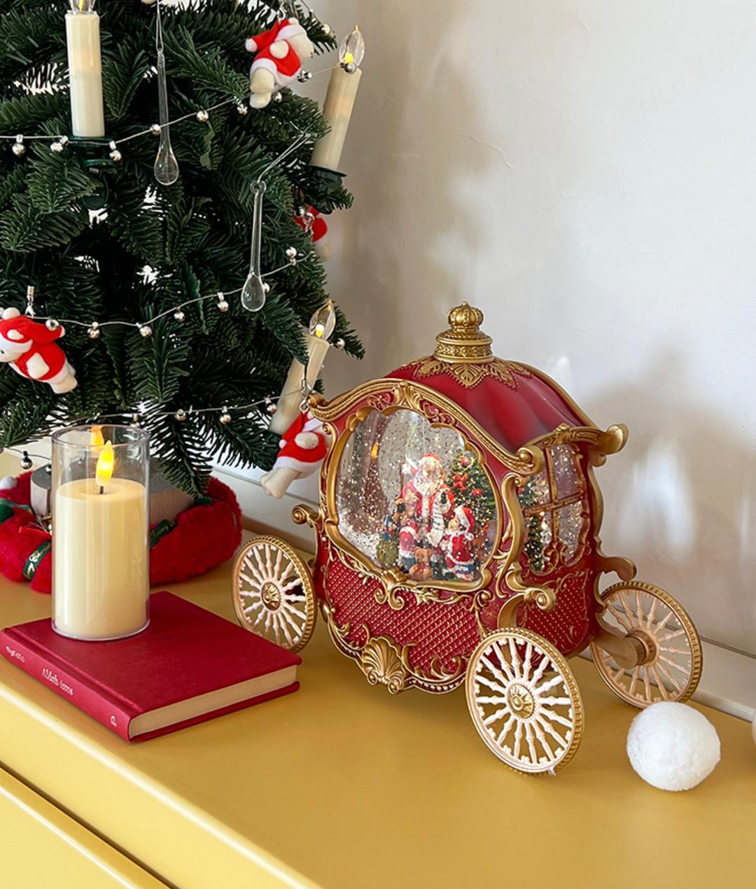 산타클로스 호박 마차 멜로디 오르골 장식품