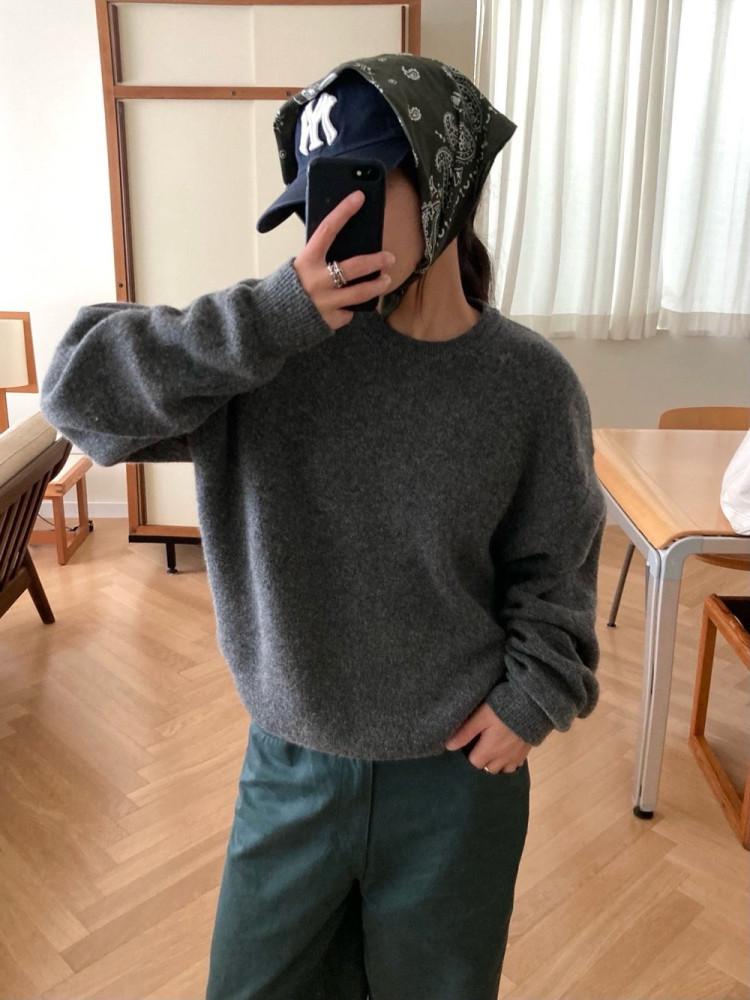 [ROMANTICIZE] 로맨티사이즈 크루넥 울 맨투맨 라운드 니트 (3color)