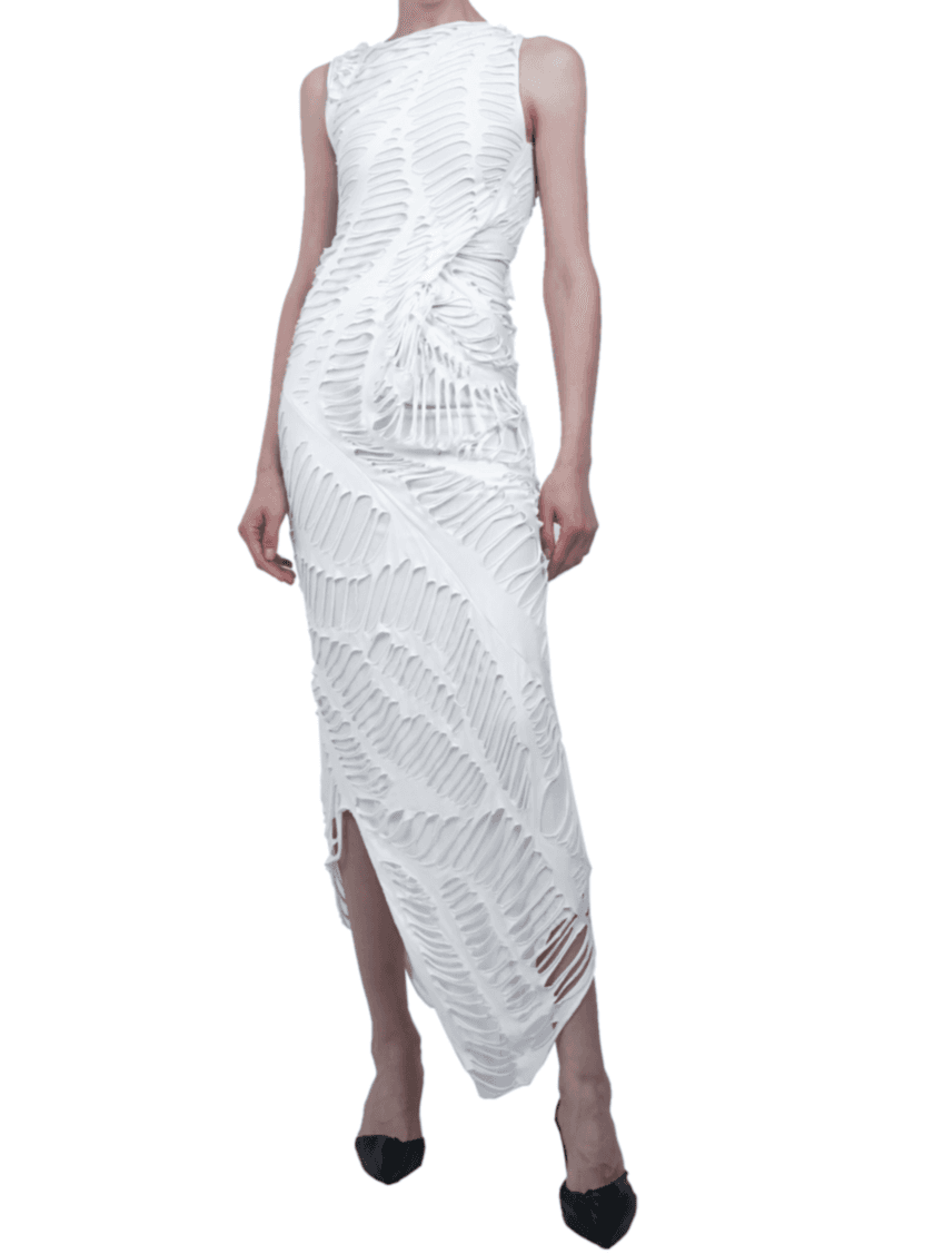 CUT JERSEY DRAPED DRESS - XS
