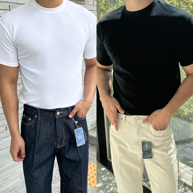 크레이지 컴포터블 머슬핏 니트지 반팔티(6color)