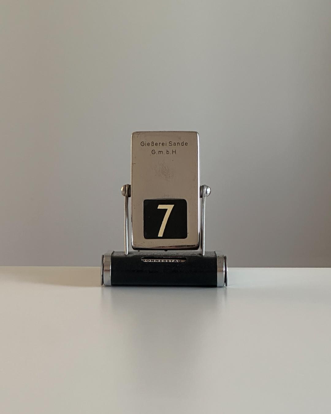 70s German Chrome Flip Calendar (Black Base)