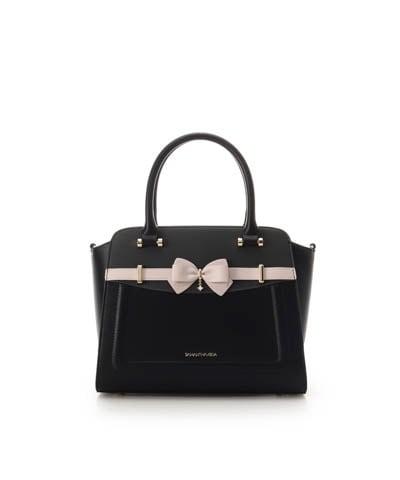 バイカラーアクセントリボンハンドバッグ